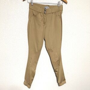 Dover Saddlery Riding Sport Tan Equestrian Breeches Knee Patch Horse Pants SZ 28
